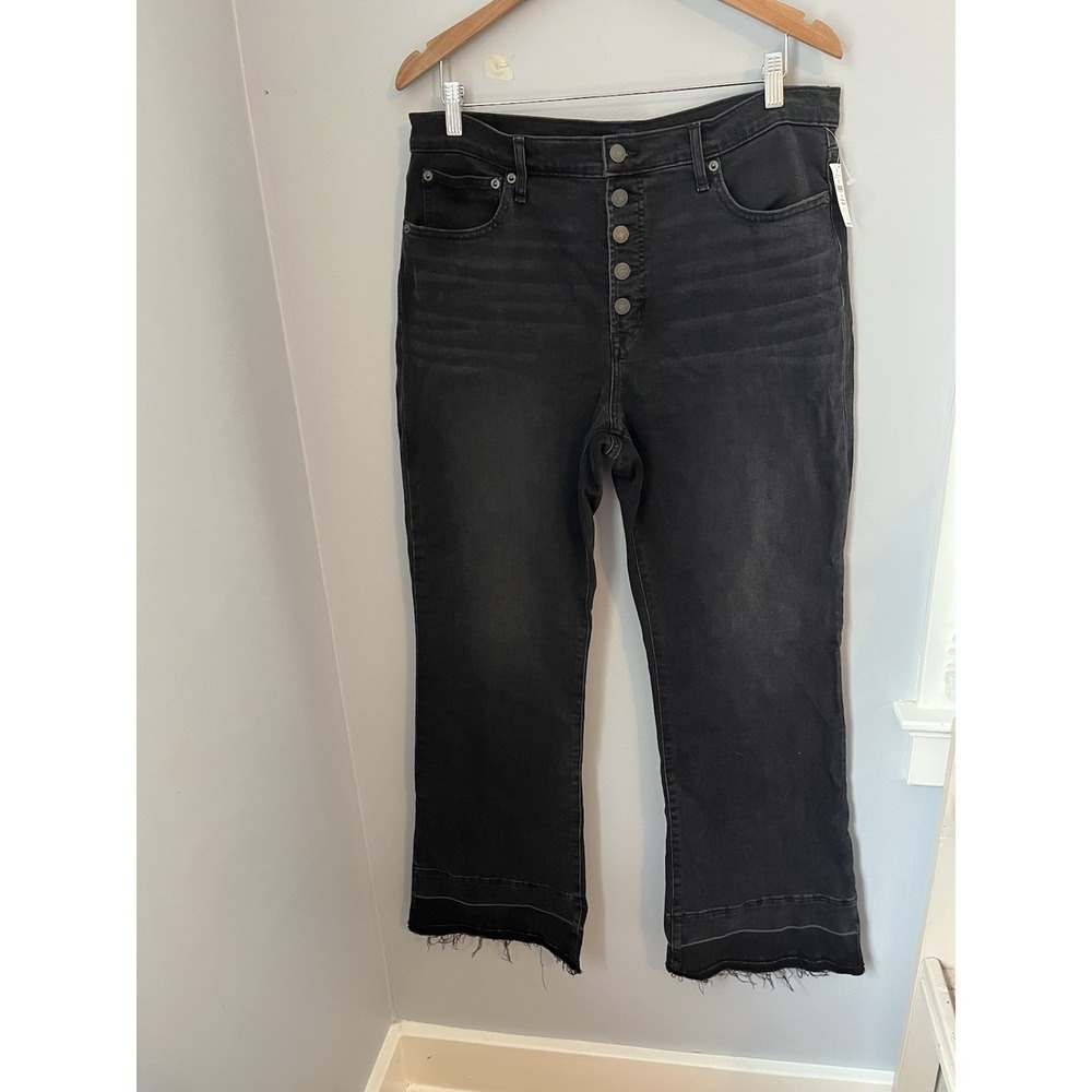 Gap Women's‎ Jeans 16/33 Black Wash High Rise Flare Stretch Denim Casual Comfort
